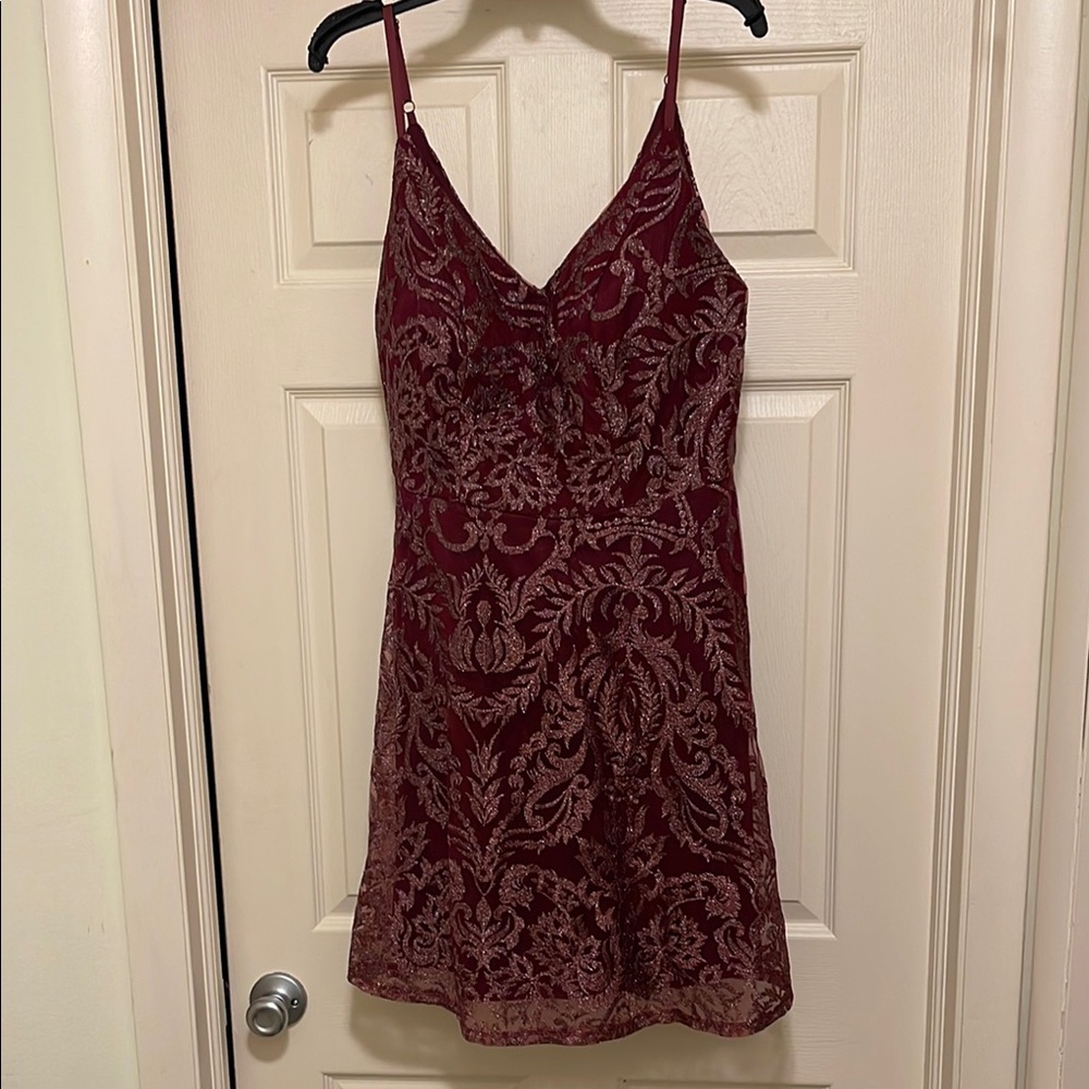Elegant Burgundy Lace Dress